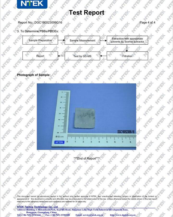 Lens Glass RoHS Certificate 3